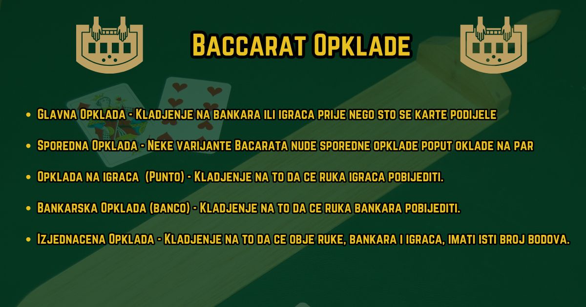 Vrste opklada u igri Baccarat
