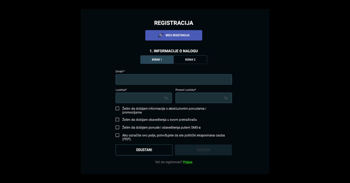 Registruj se online kladionice