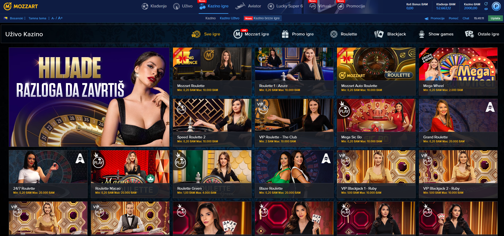 Mozzartbet live casino