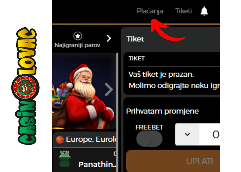 Klikni na polje 'Plaćanja'