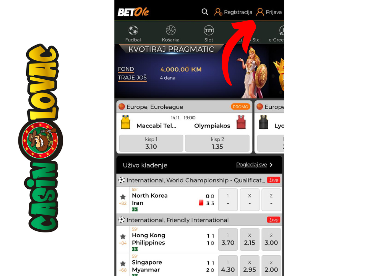 Otvaranje aplikacije Betole