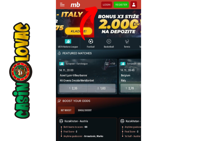 Otvaranje aplikacije Meridian