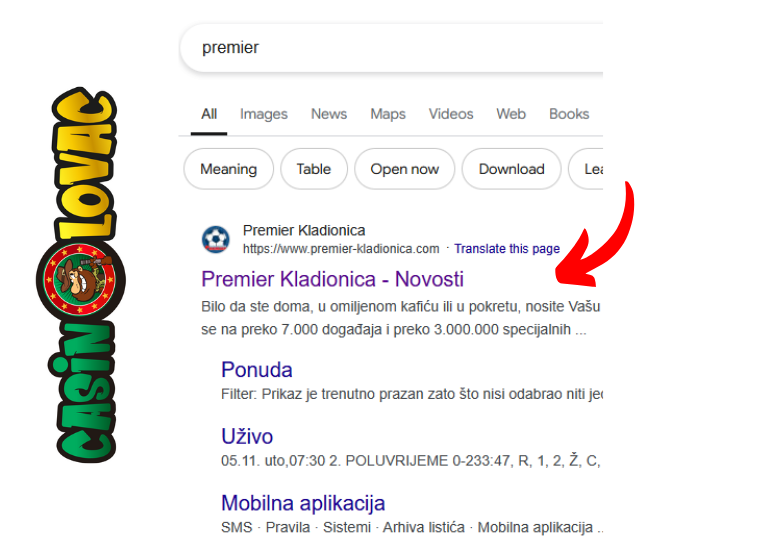 Otvori Premier web stranicu da isplatiš pare