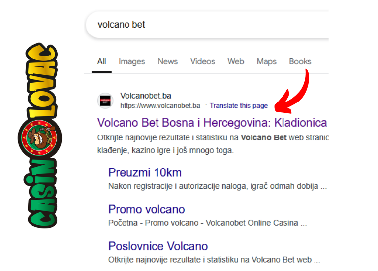 Otvori Volcano Bet web stranicu