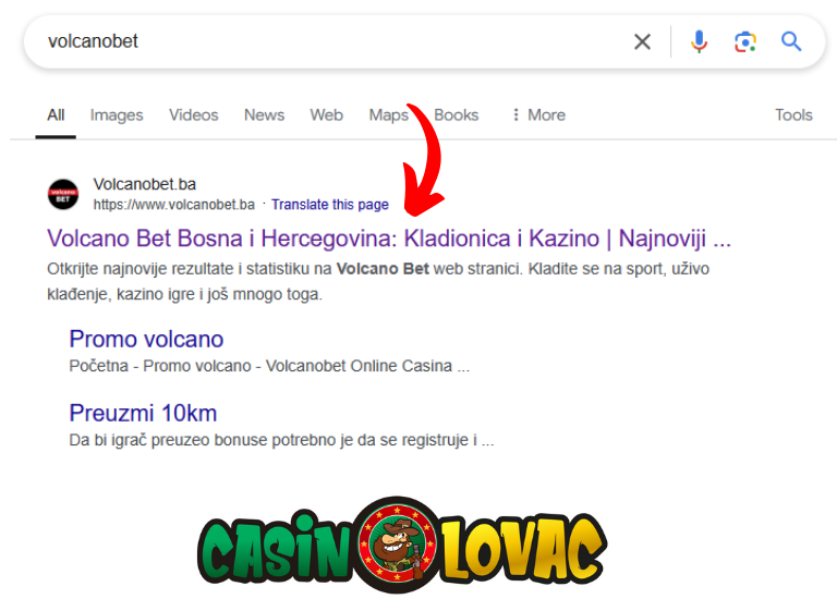 Pristupi zvaničnoj stranici Volcanobet