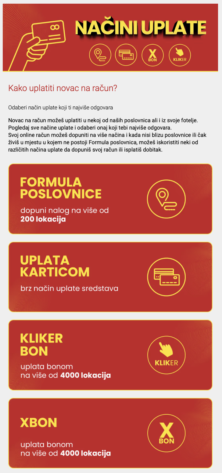 Formula Kladionica Uplate