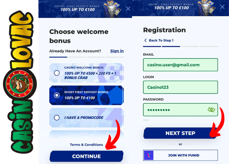 sportaza registracija prvi korak