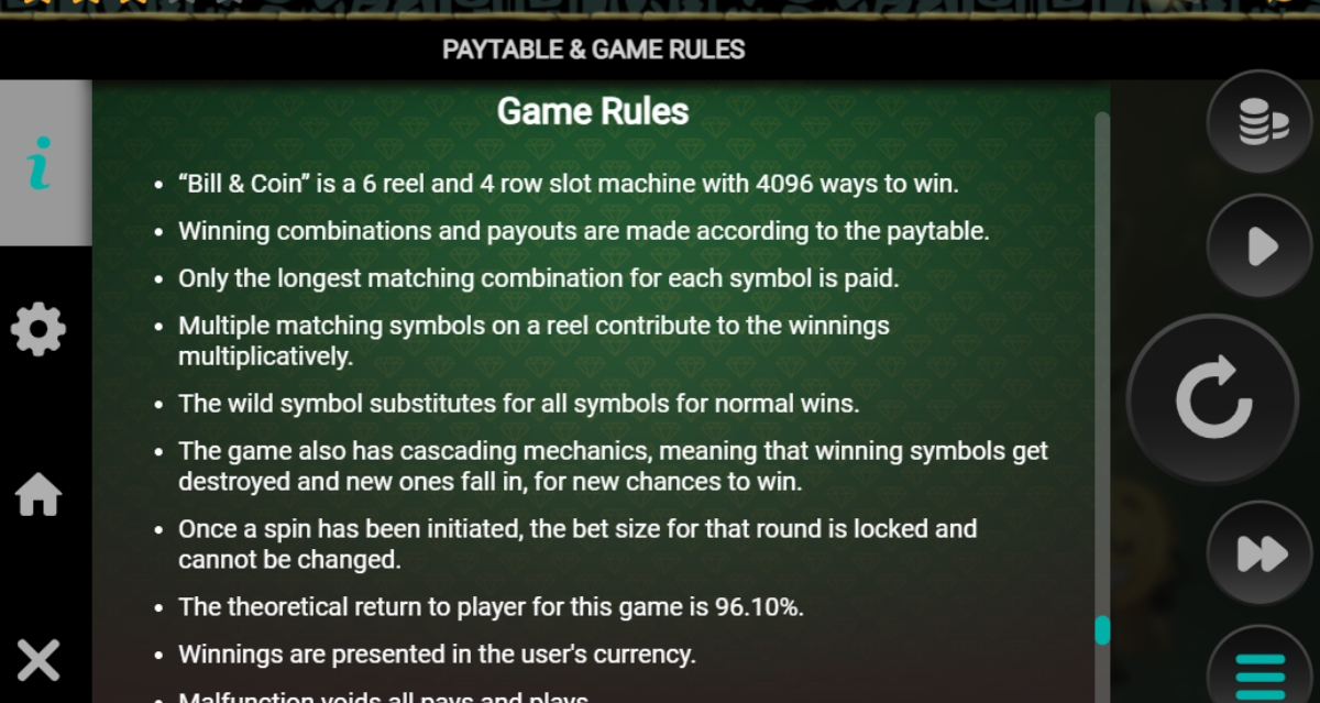 Bill & Coin Rules