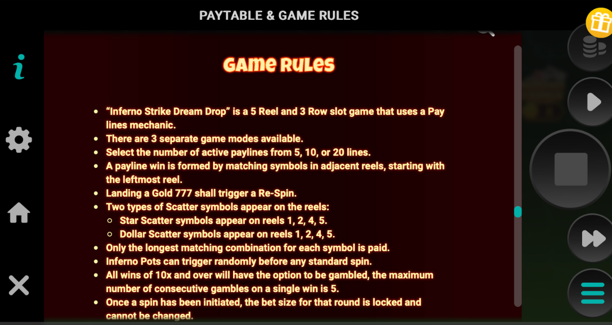 Inferno Strike Game rules