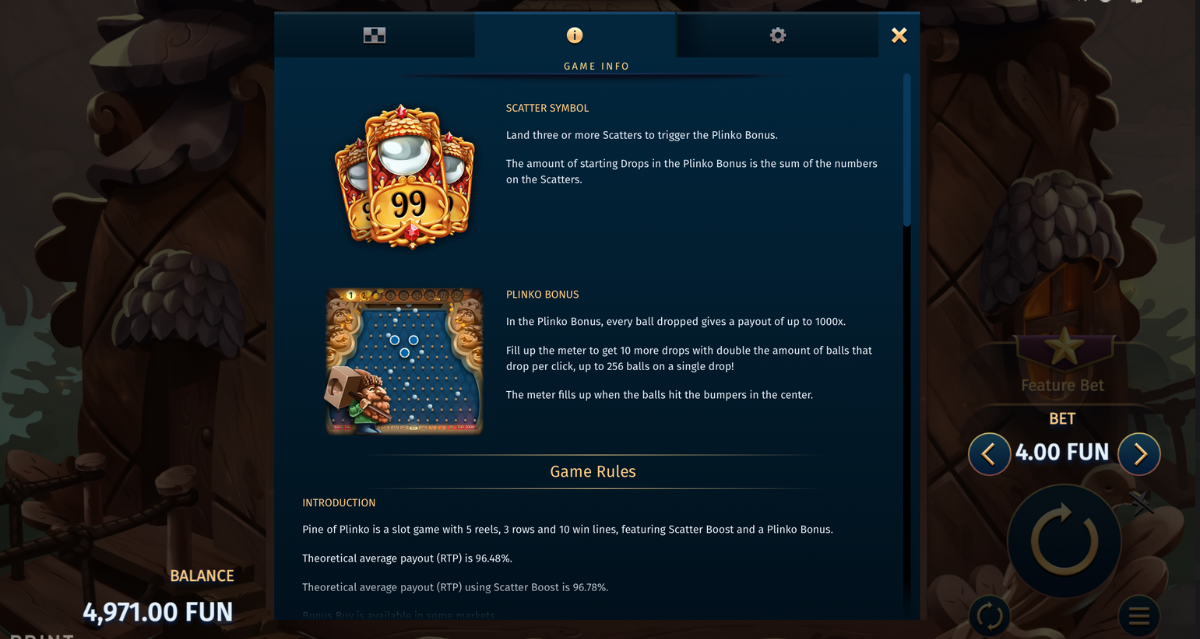 Pine of Plinko Game Info