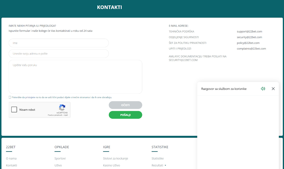 22bet kontakti