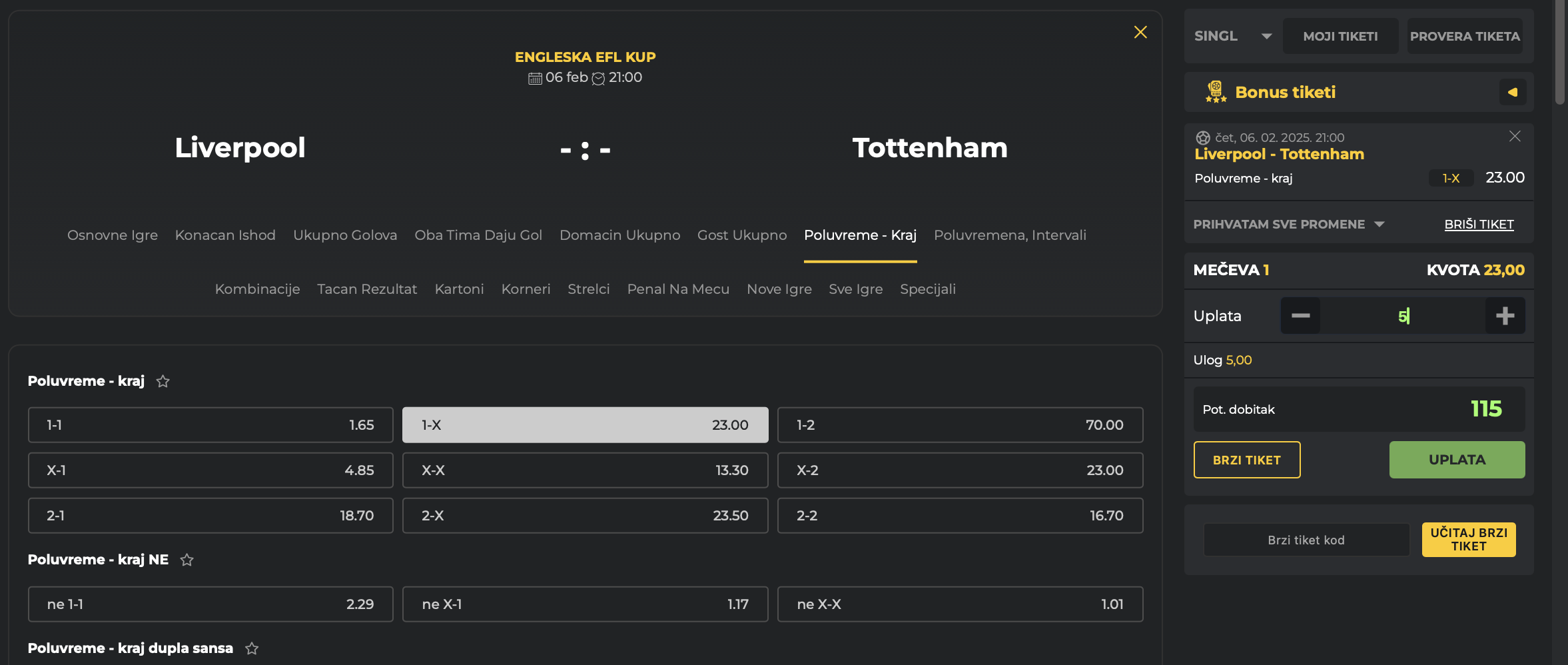 Poluvrijeme:Kraj (HT:FT)