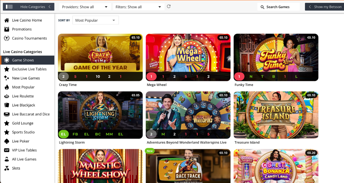 Betsson live casino