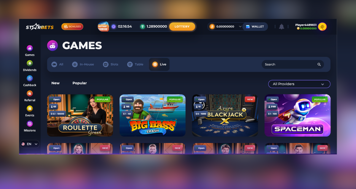 Starbets live casino