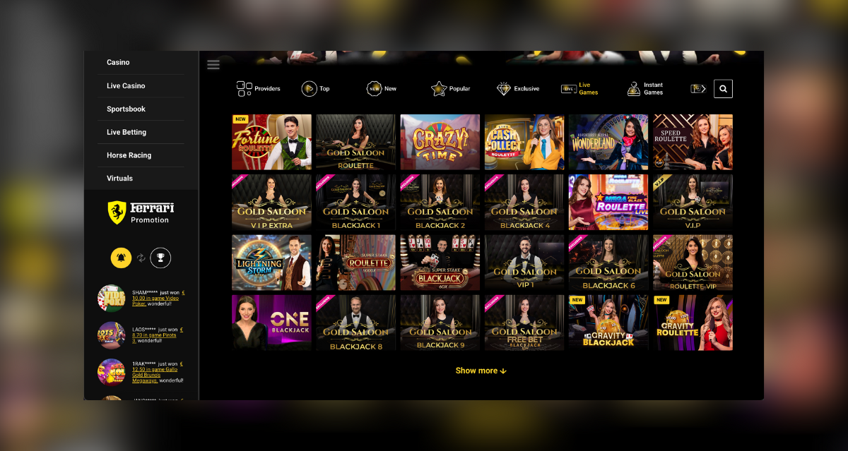 ZetCasino live casino