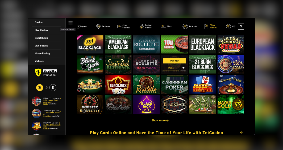 ZetCasino stolne igre