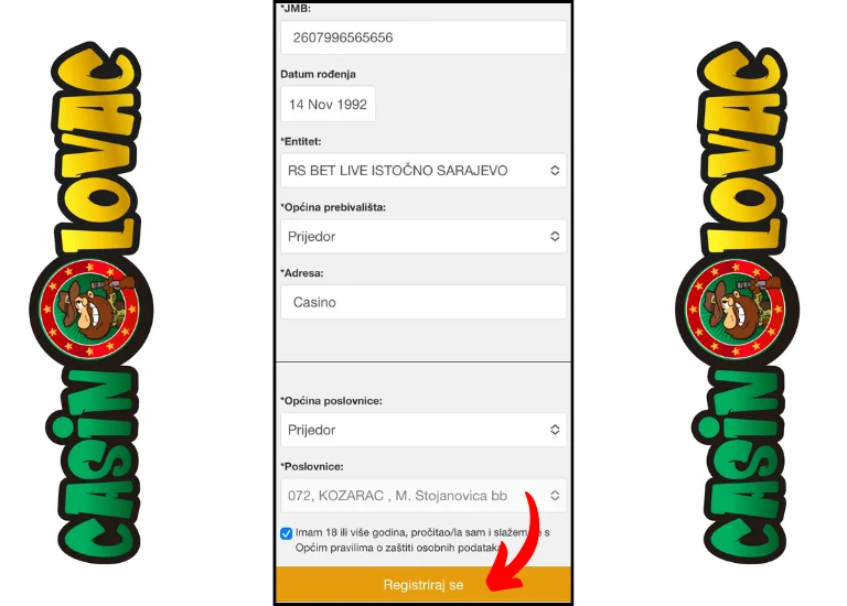 Zadnji korak registracije Bet Live bih