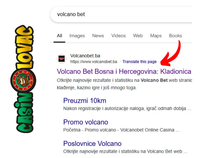Otvori Volcano Bet web stranicu