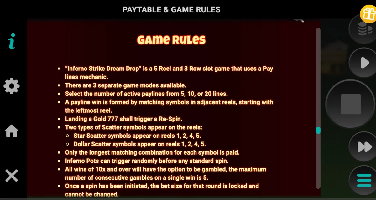 Inferno Strike Game rules